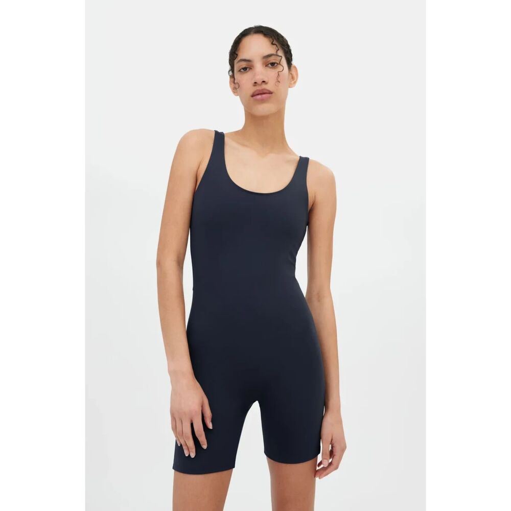 Girlfriend Collective Skyline Bike Unitard XS Black Compressive Romper Athletic